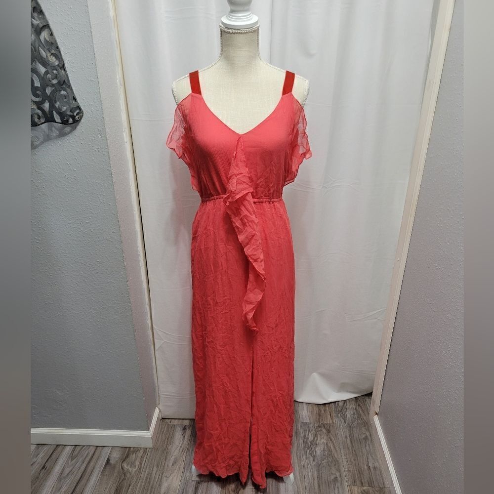 Rebecca taylor long silk ruffled Maxi dress sz 2